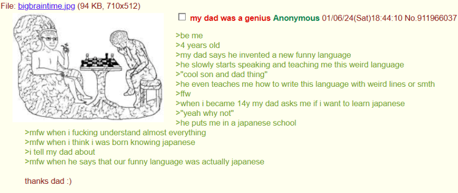 r/wholesomegreentext - Anon's dad was a genius 