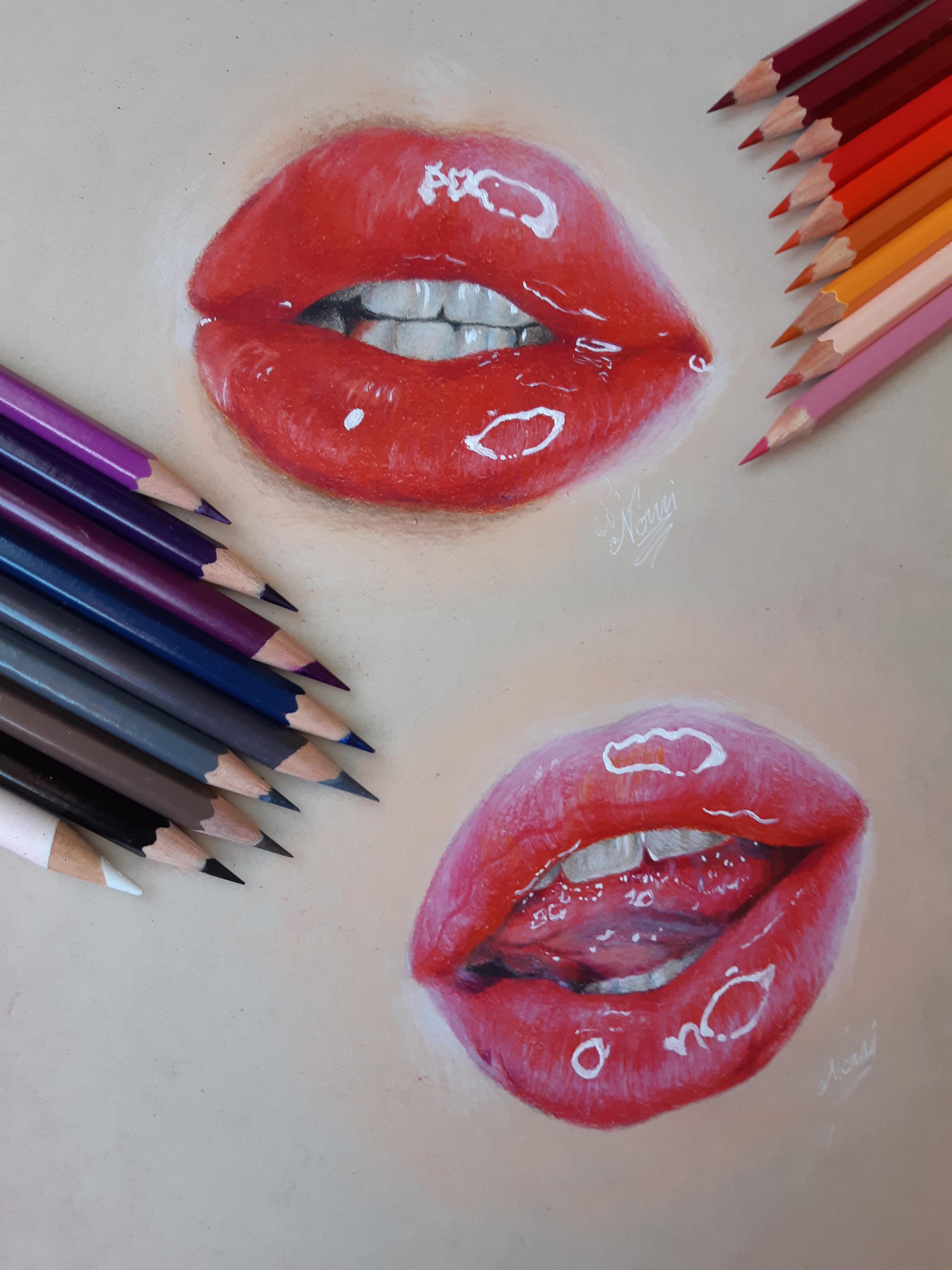 r/drawing - Lips~ First attempts at photorealism