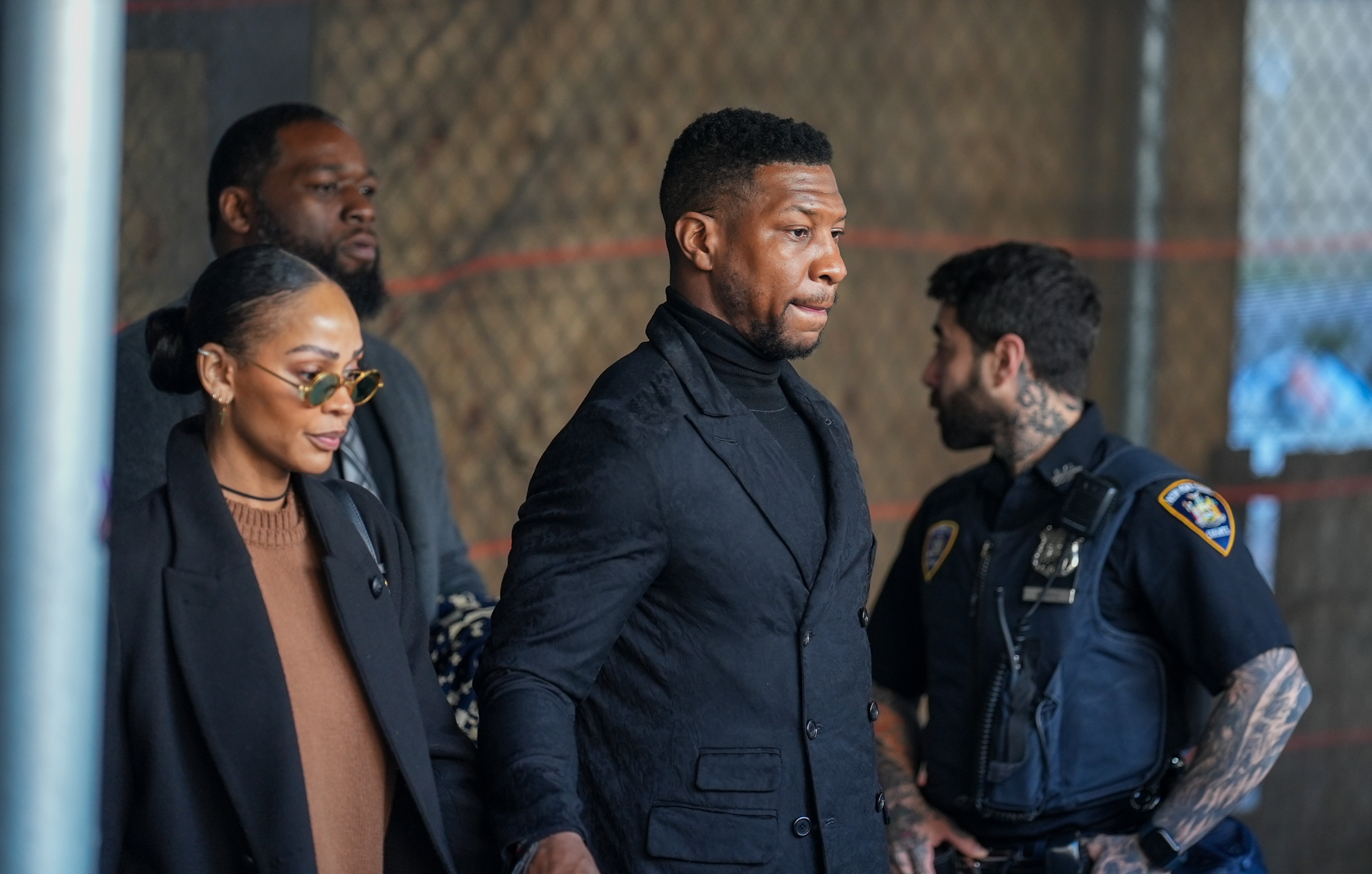 Actor Jonathan Majors Arrives For Sentencing In Domestic Abuse Case