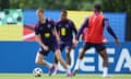 Adam Wharton training with England.