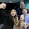 Taylor Swift with Prince William, Prince George and Princess Charlotte before the Eras Tour in London.