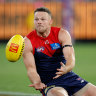 Steven May in action for the Demons against North Melbourne on Saturday night.