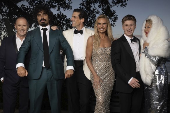 And the Gold Logie nominees are: (from left) Lary Emdur,  Tony Armstrong, Andy Lee, Sonia Kruger, Robert Irwin and Julia Morris. 