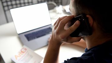 Man working from home using computer