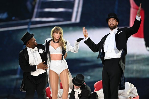 Travis Kelce made his Eras Tour debut in London over the weekend, joining Taylor Swift on stage.