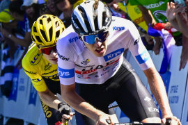 Slovenia’s Tadej Pogacar tries to break away from Denmark’s Jonas Vingegaard during the 13th stage of the Tour de France last year.