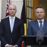 Matt Kean (left) and Climate Change and Energy Minister Chris Bowen on Monday.