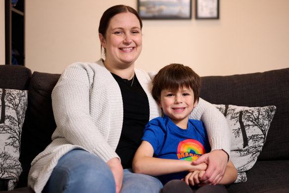 Cat Irvine believes multiple RSV infections lead to her son Parker, 5, developing asthma.