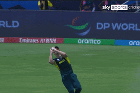 Australian captain Mitch Marsh drops a catch offered by India’s Hardik Pandya at the T20 World Cup.