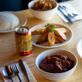 Assorted dishes, includign fufu (top left), at Little Lagos in Sydney.