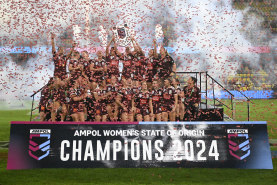 Queensland celebrate their series victory.