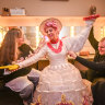 Tea time: Beauty and the Beast head of wardrobe Darryl Myott and his deputy Sue Bell with actor Jayde Westaby in Westaby’s Her Majesty’s Theatre dressing room.