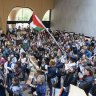 Hundreds of students occupied a building at the University of Melbourne protesting the war in Gaza on May 3.