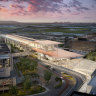 An artist’s impression of a proposed above-ground station at Melbourne Airport.