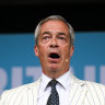 Reform UK leader Nigel Farage speaks during an election campaign event at Trago Mills.