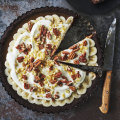 Helen Goh’s banana, rye and cocoa tart with miso caramel.