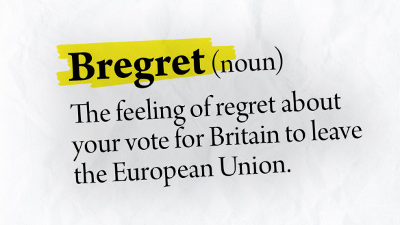 Bregret: The feeling of regret about your vote for Britain to leave the European Union.