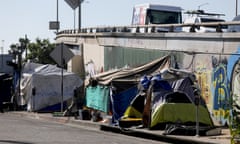 tents along a sidewalk