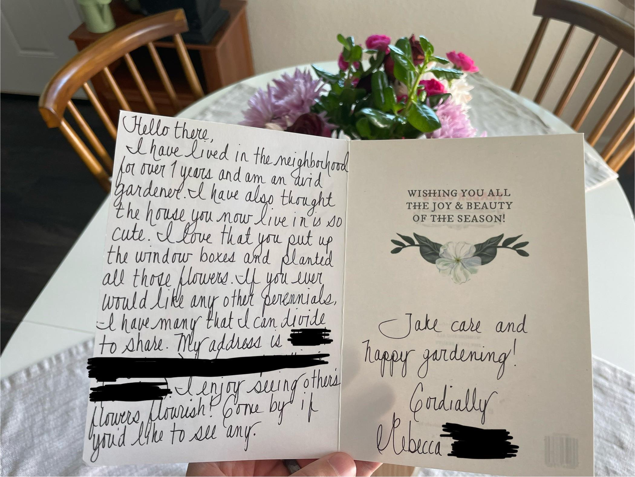 r/MadeMeSmile - A wholesome neighbor unexpectedly sent my wife this card ❤️ … she hasn’t stopped smiling today