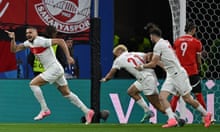 Austria v Turkiye: Round of 16 - UEFA EURO 2024<br>LEIPZIG, GERMANY - JULY 02: Merih Demiral of Turkiye celebrates his goal during the UEFA EURO 2024 round of 16 match between Austria and Turkiye at Football Stadium Leipzig on July 02, 2024 in Leipzig, Germany. (Photo by Image Photo Agency/Getty Images)