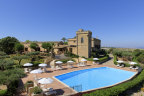 The resort, with its pool and tower.