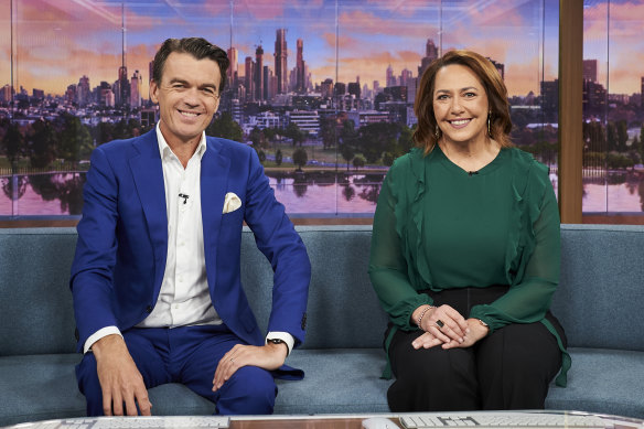 Millar with her News Breakfast co-host Michael Rowland.