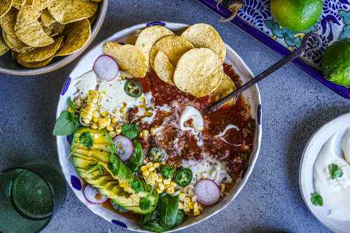 Mexican-inspired soup with all the toppings.
