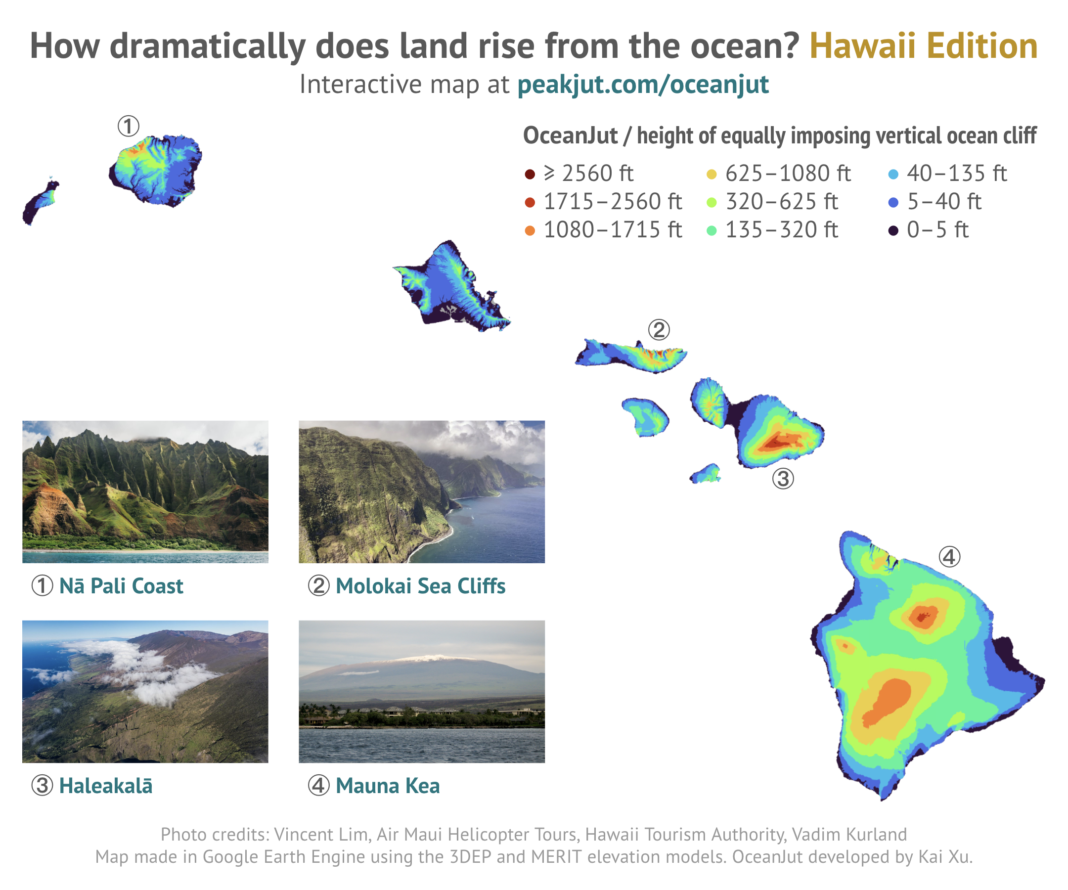 r/geography - How dramatically does land rise from the ocean? Hawaii Edition