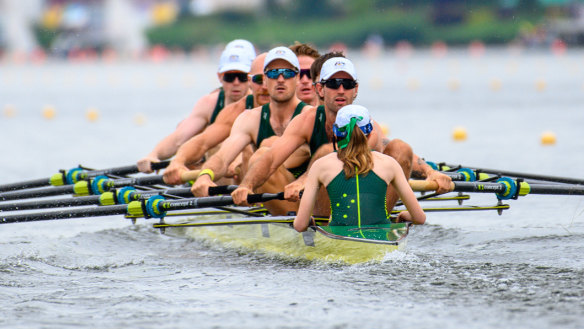 The Australian men’s eight in Poznan, June, 2024