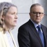 Minister for Home Affairs and Minister for Cyber Security Clare O’Neil and Prime Minister Anthony Albanese during a press conference at Parliament House in Canberra on Friday 23 June 2023. fedpol Photo: Alex Ellinghausen