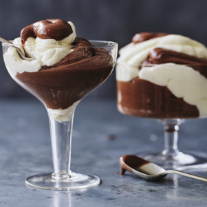 Chocolate and vanilla mousse.