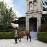 Kerry Armstrong walks her horse, Rambo, outside Melrose. The home was one of the locations for the 1959 film, On the Beach.