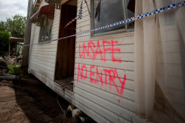 The aftermath of the 2011 flash flood in Grantham.