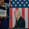 President Joe Biden speaks during a campaign event at Sherman Middle School in Madison, Wisconsin. 