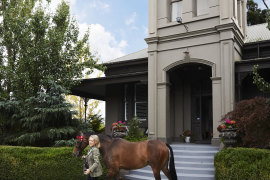 Kerry Armstrong walks her horse, Rambo, outside Melrose. The home was one of the locations for the 1959 film, On the Beach.