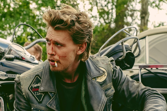 Tom Hardy (left) and Austin Butler are members of the Vandals motorcycle club in The Bikeriders.