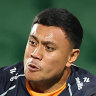 Len Ikitau on the charge for the Brumbies last month.