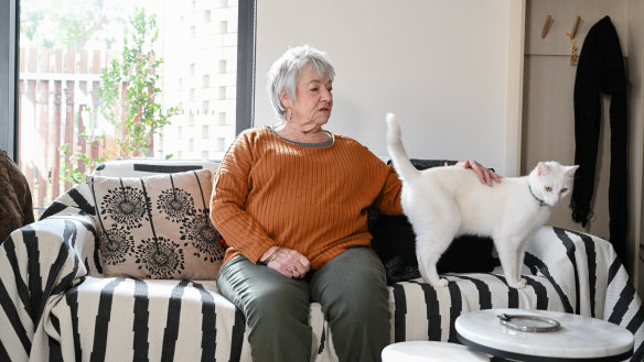 After six months of searching, 76-year-old Noeline Aitken and her cat Casper finally found a unit in Brunswick she could afford via HomeGround Real Estate.