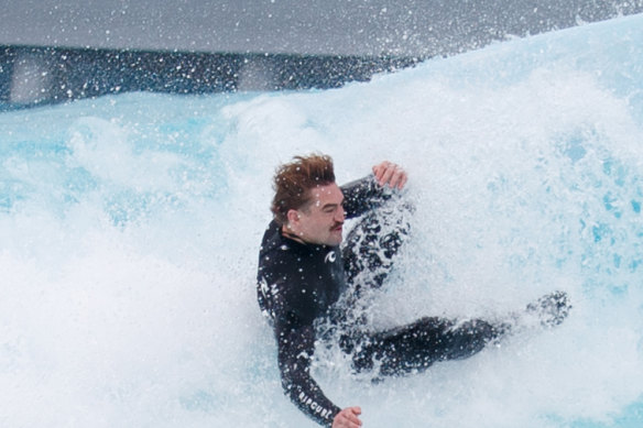 Wipeout: Connor Watson in action at Urbnsurf on Tuesday.