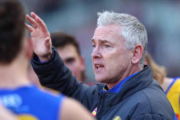 West Coast coach Adam Simpson has been under pressure recently.