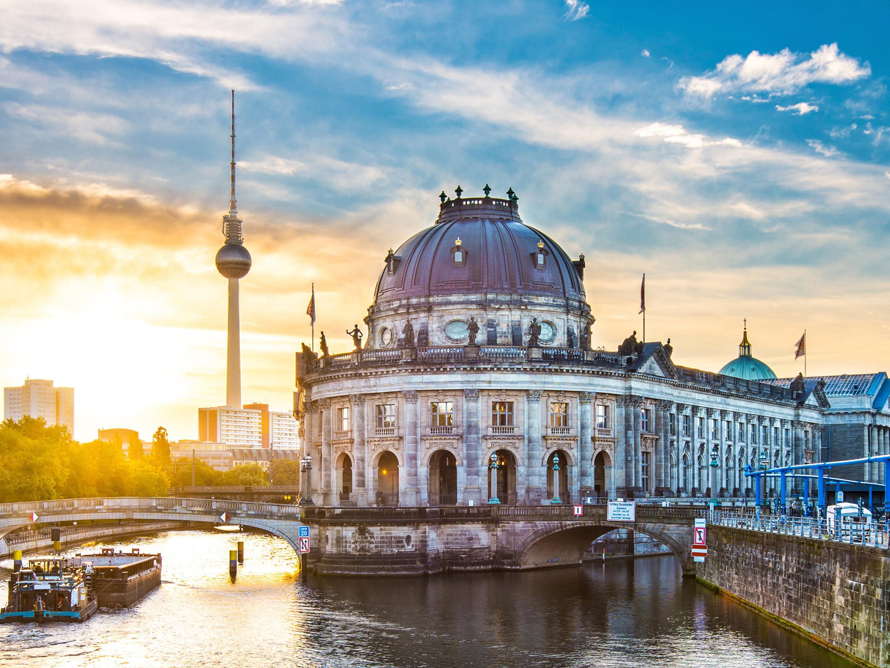 View of European City from the water