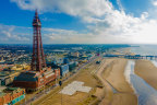 Blackpool Promenade and soaring tower.