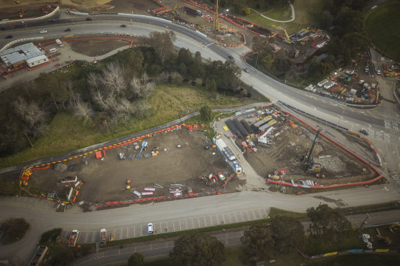 The North East Link building site.