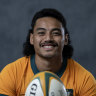 David Feliuai poses during a Wallabies Portrait Session.