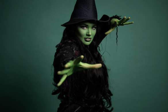 Sheridan Adams stars as Elphaba the green witch in Wicked.