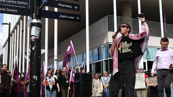 Protesters at the pro-Palestinian encampment at the Australian National University in May.