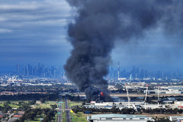 Firefighters have brought a massive blaze at a commercial premises in Derrimut under control.