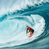 Wright in the thick of a Teahupo’o barrel during this year’s Tahiti Pro.