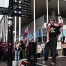 Protesters at the pro-Palestinian encampment at the Australian National University in May.