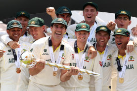 Australia celebrate their World Test Championship final win.